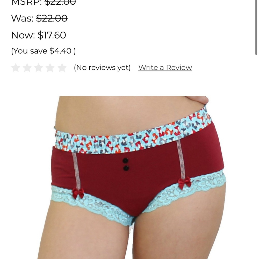 Women's Burgundy and Light Blue Lace Trim Panties